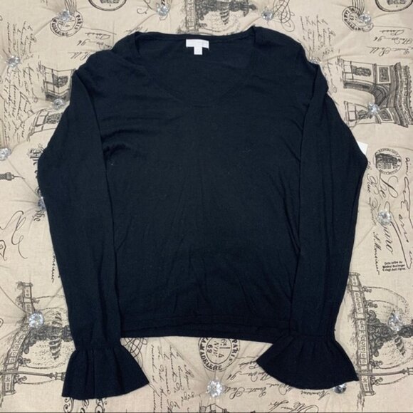 14th&Union Scoop NeckRuffle Cuff Sweater - Picture 3 of 4